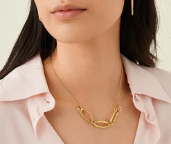 Necklaces-Marco Bicego 18K Yellow Gold Mixed Link Half Collar Necklace Yellowgold