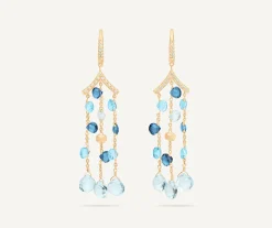 Earrings-Marco Bicego 18K Yellow Gold Mixed Topaz Three-Strand Chandelier Earrings Yellowgold
