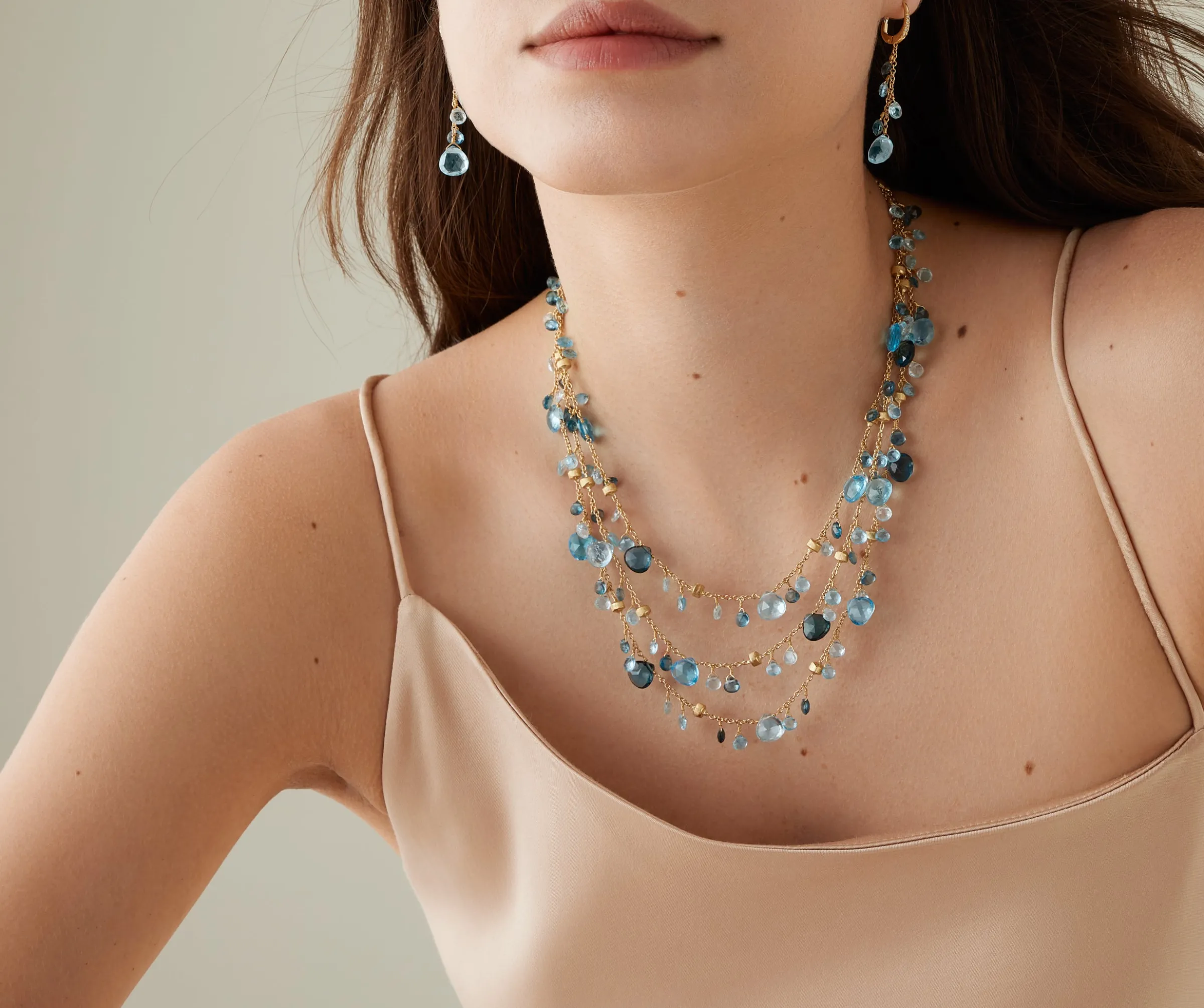 Necklaces-Marco Bicego 18K Yellow Gold Mixed Topaz Three-Strand Necklace Yellowgold