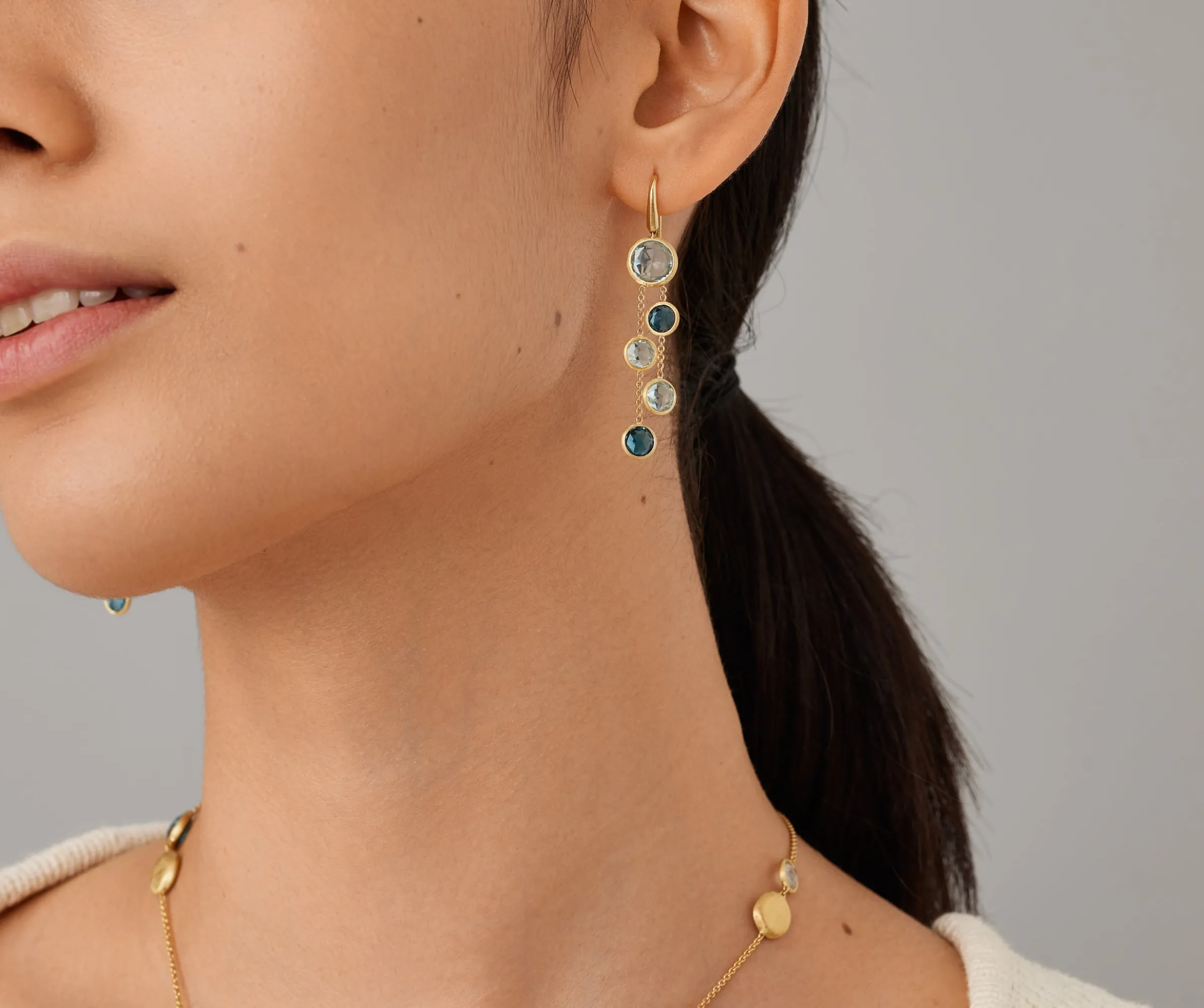 Earrings-Marco Bicego 18K Yellow Gold Mixed Topaz 2-Strand Earrings Yellowgold
