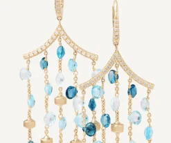 Earrings-Marco Bicego 18K Yellow Gold Mixed Topaz Five-Strand Chandelier Earrings Yellowgold