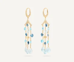 Earrings-Marco Bicego 18K Yellow Gold Mixed Topaz Three-Strand Chandelier Earrings Yellowgold