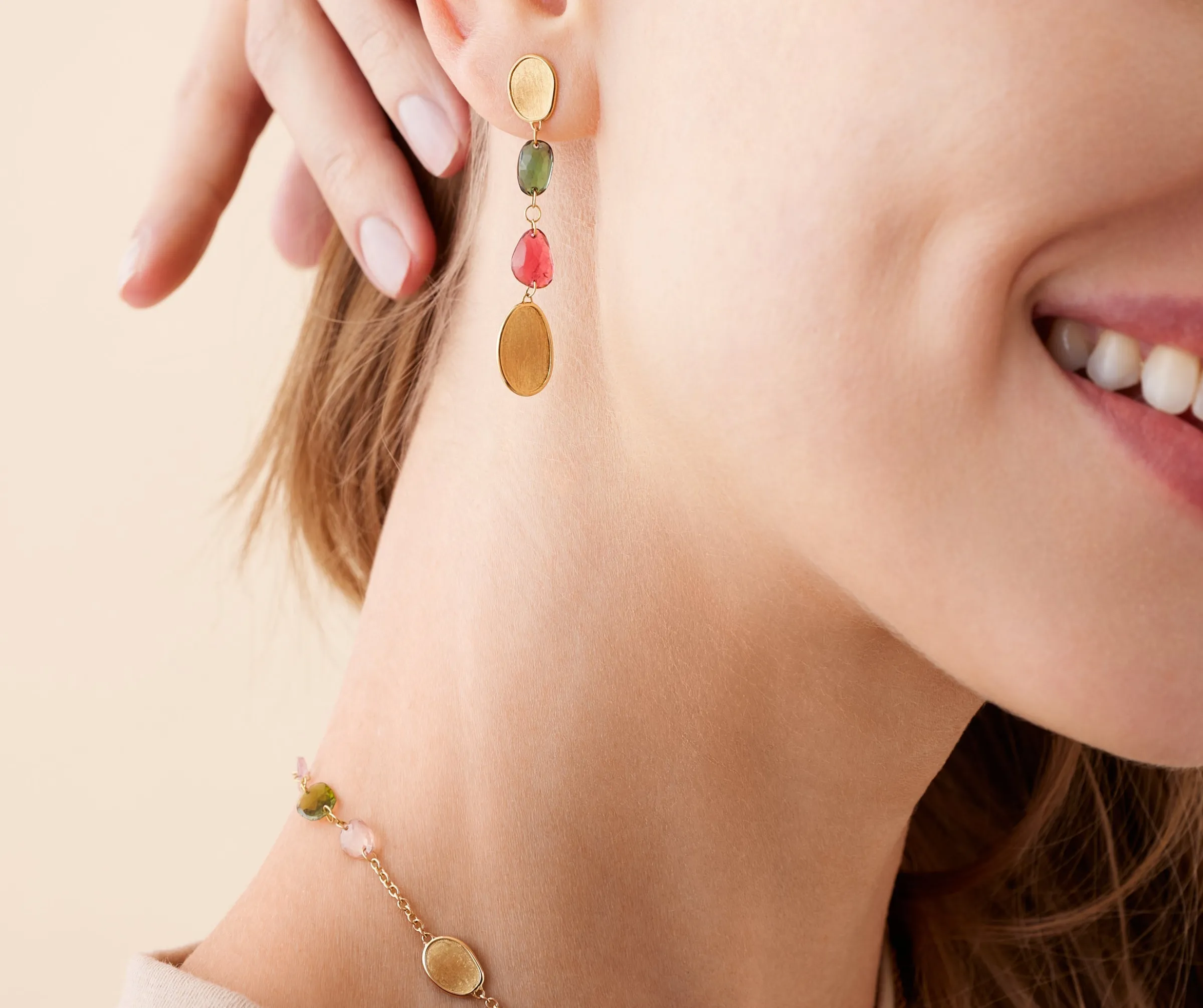 Earrings-Marco Bicego 18K Yellow Gold Mixed Tourmaline Drop Earrings Yellowgold