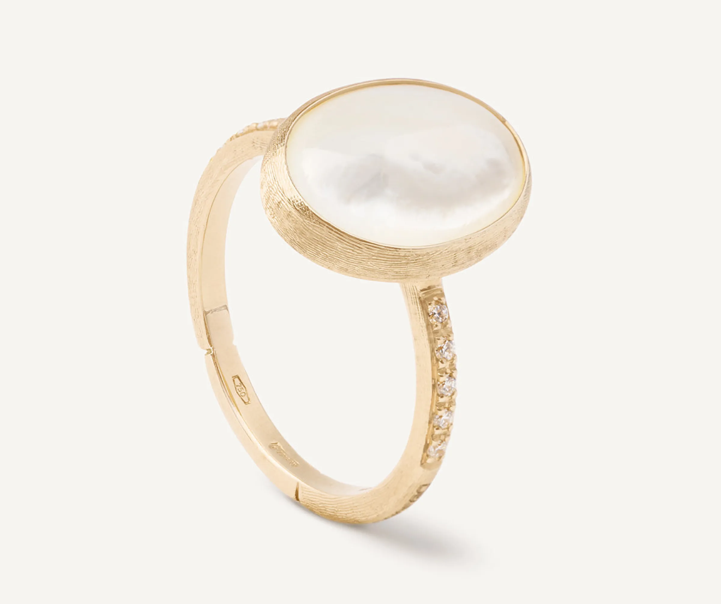 Rings-Marco Bicego 18K Yellow Gold Mother of Pearl Ring with Diamond Pavé Shank Yellowgold