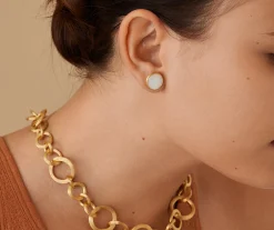 Earrings-Marco Bicego 18K Yellow Gold Mother of Pearl Medium Stud Earrings YellowGold