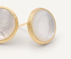 Earrings-Marco Bicego 18K Yellow Gold Mother of Pearl Medium Stud Earrings YellowGold