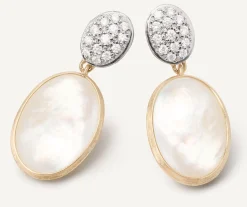 Earrings-Marco Bicego 18K Yellow Gold Mother of Pearl u0026 Diamond Drop Earrings Yellowgold