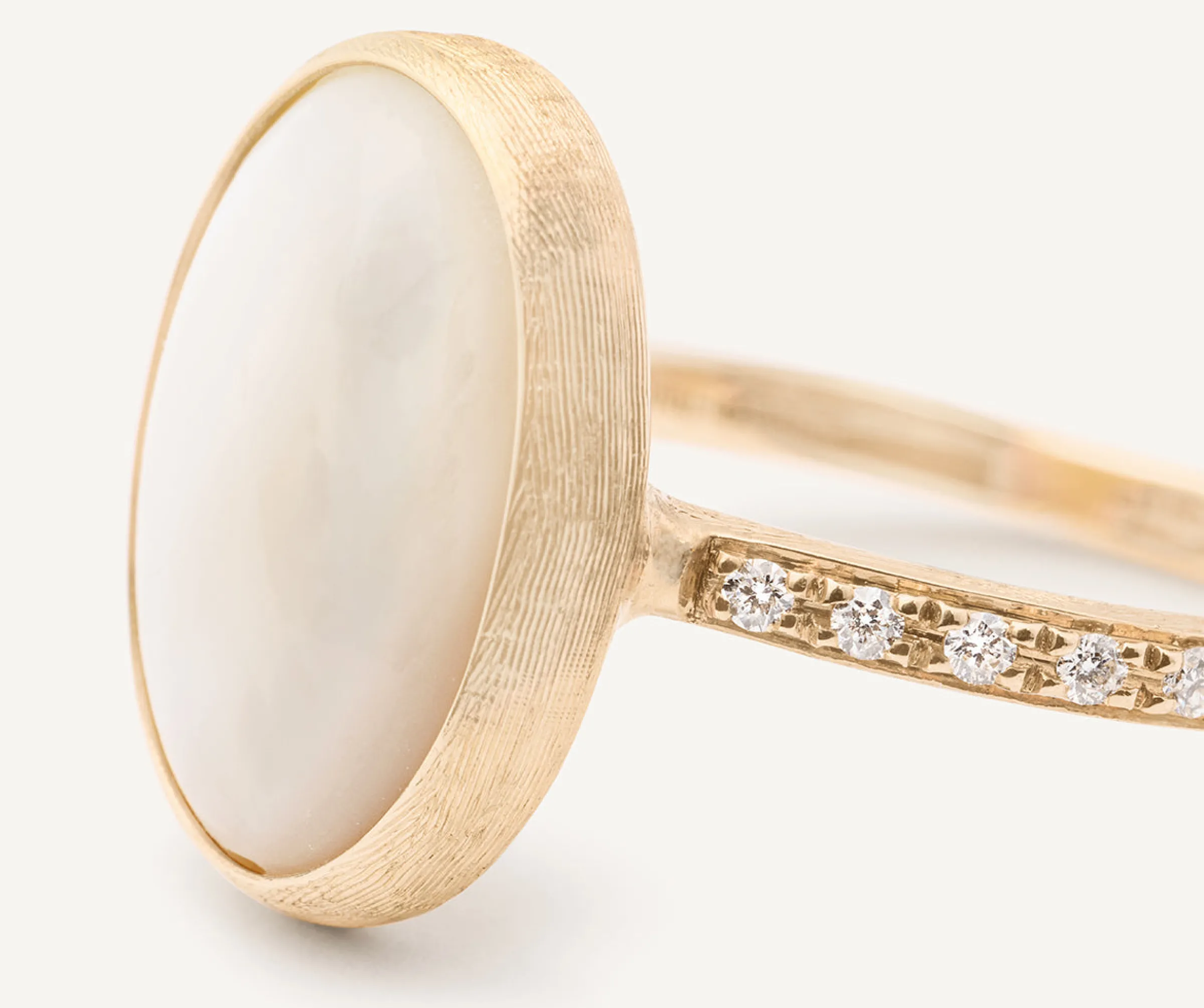 Rings-Marco Bicego 18K Yellow Gold Mother of Pearl Ring with Diamond Pavé Shank Yellowgold