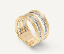 Rings-Marco Bicego 18K Yellow Gold Multi-Band Diamond Stackable Ring Yellowgold