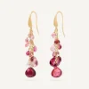 Earrings-Marco Bicego 18K Yellow Gold Multi-Strand Pink Tourmalines Earrings Yellowgold