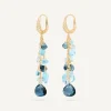 Earrings-Marco Bicego 18K Yellow Gold Multi-Strand Topaz Earrings and Diamond Accent Yellowgold
