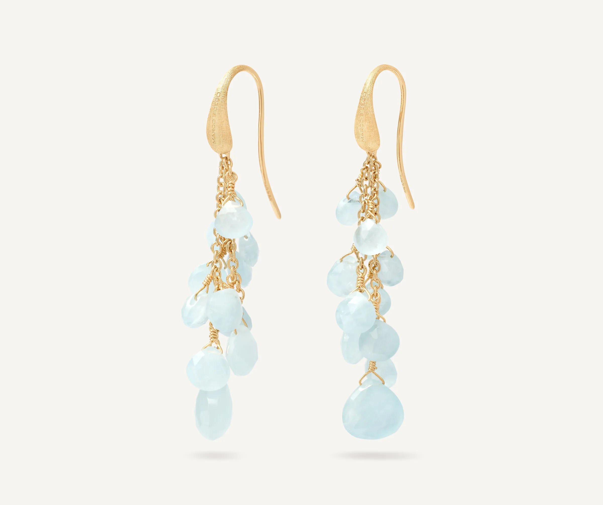 Earrings-Marco Bicego 18K Yellow Gold Multi-Strand Aquamarine Earrings Yellowgold