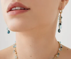 Earrings-Marco Bicego 18K Yellow Gold Multi-Strand Topaz Earrings and Diamond Accent Yellowgold