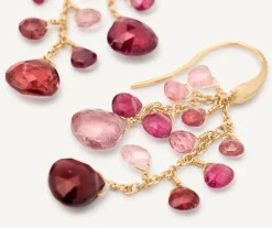 Earrings-Marco Bicego 18K Yellow Gold Multi-Strand Pink Tourmalines Earrings Yellowgold