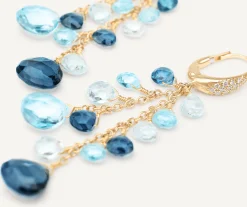 Earrings-Marco Bicego 18K Yellow Gold Multi-Strand Topaz Earrings and Diamond Accent Yellowgold