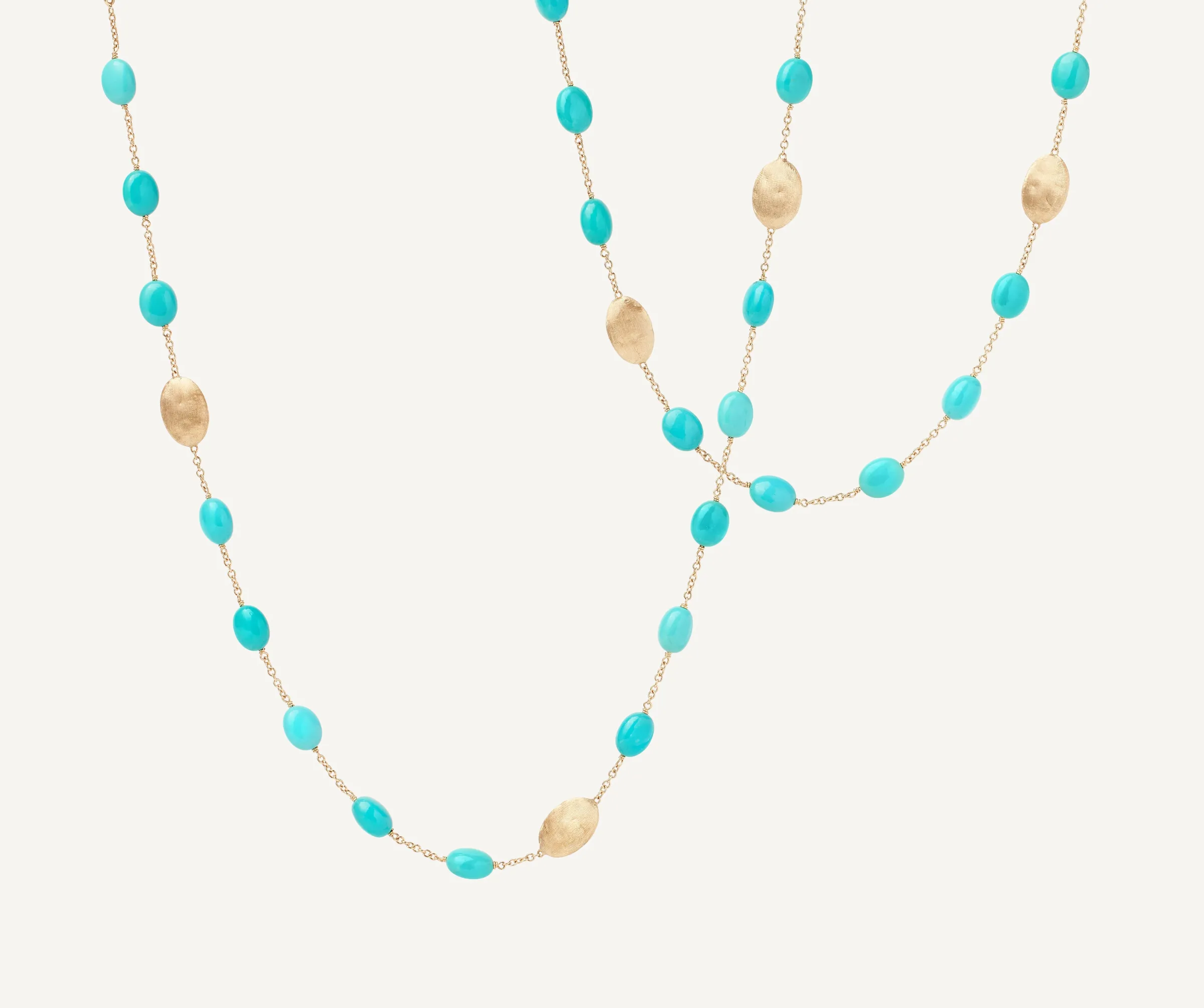 Necklaces-Marco Bicego 18K Yellow Gold Necklace with Turquoise, Long Yellowgold