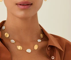 Necklaces-Marco Bicego 18K Yellow Gold Necklace with Mother of Pearl, Short Yellowgold