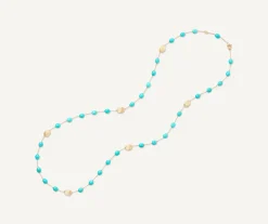 Necklaces-Marco Bicego 18K Yellow Gold Necklace with Turquoise, Long Yellowgold