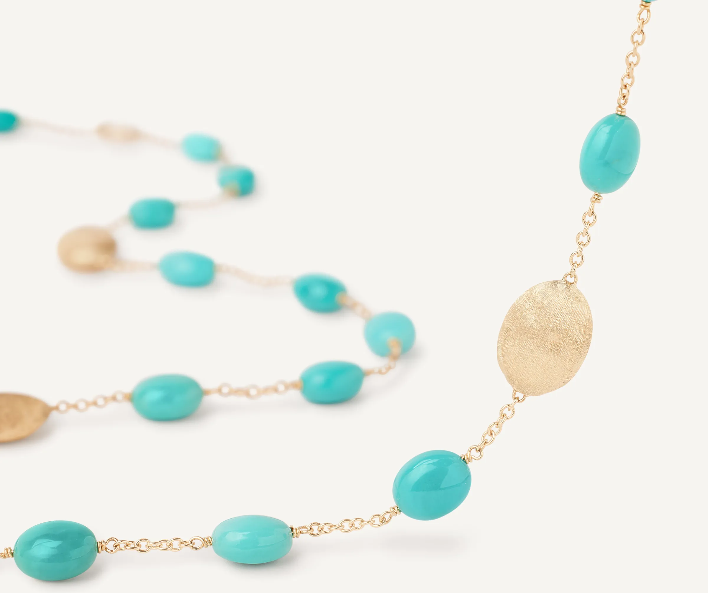 Necklaces-Marco Bicego 18K Yellow Gold Necklace with Turquoise, Long Yellowgold