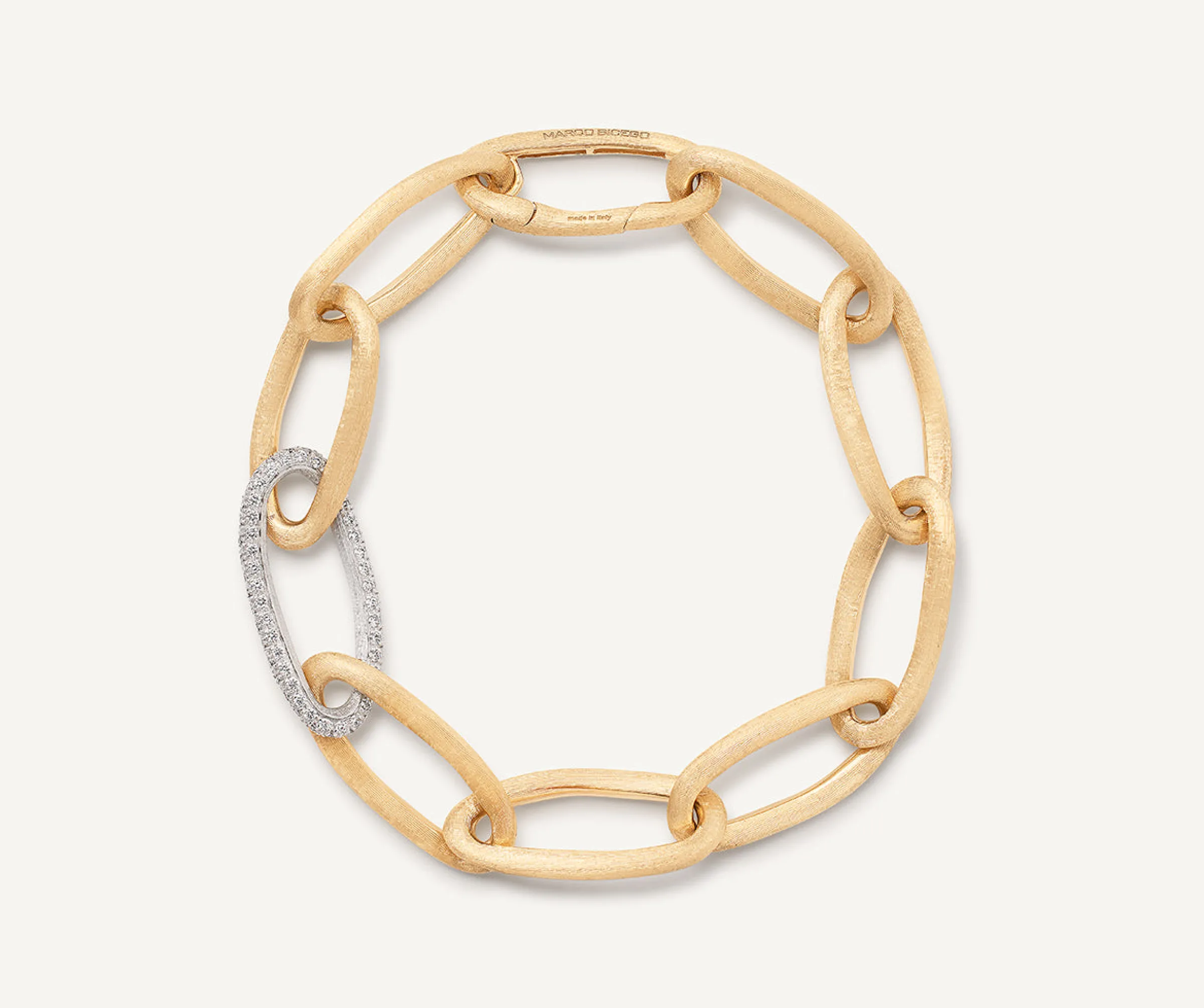 Bracelets-Marco Bicego 18K Yellow Gold Oval Link Bracelet With Pavé Diamonds Yellowgold