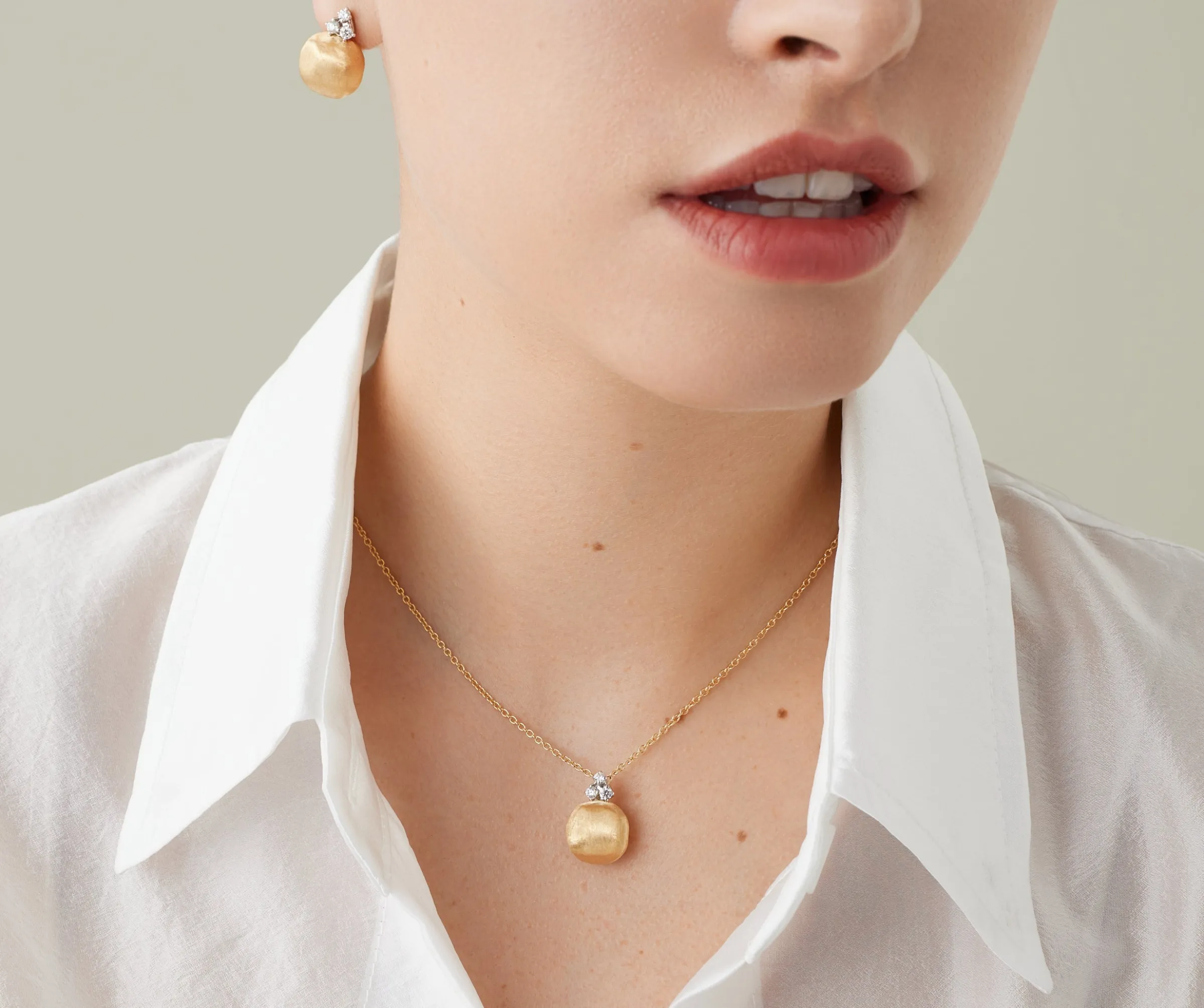 Pendants | Necklaces-Marco Bicego 18K Yellow Gold Pendant Necklace With Diamonds Yellowgold