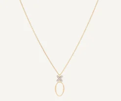 Pendants | Necklaces-Marco Bicego 18K Yellow Gold Pendant with Diamond Flowers Yellowgold