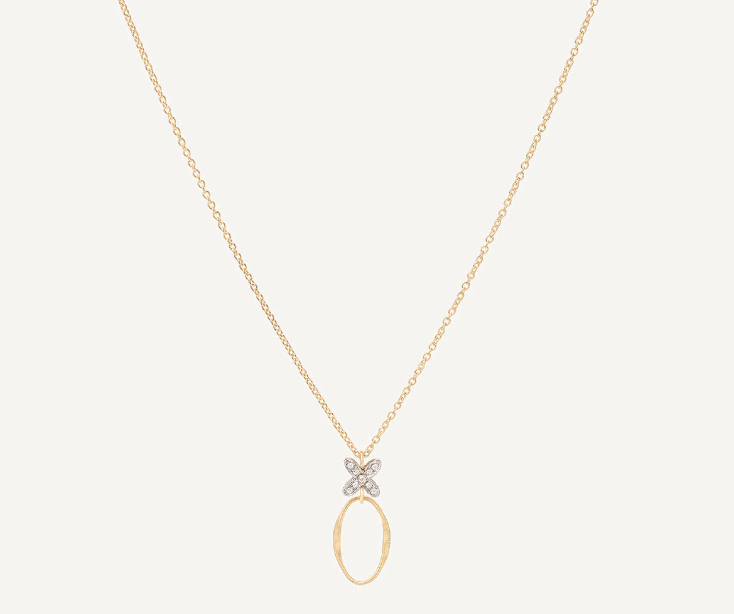 Pendants | Necklaces-Marco Bicego 18K Yellow Gold Pendant with Diamond Flowers Yellowgold