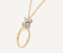Pendants | Necklaces-Marco Bicego 18K Yellow Gold Pendant with Diamond Flowers Yellowgold