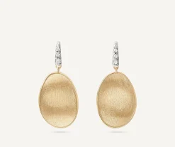 Earrings-Marco Bicego 18K Yellow Gold Petal Drop Earrings With Diamonds, Small Yellowgold