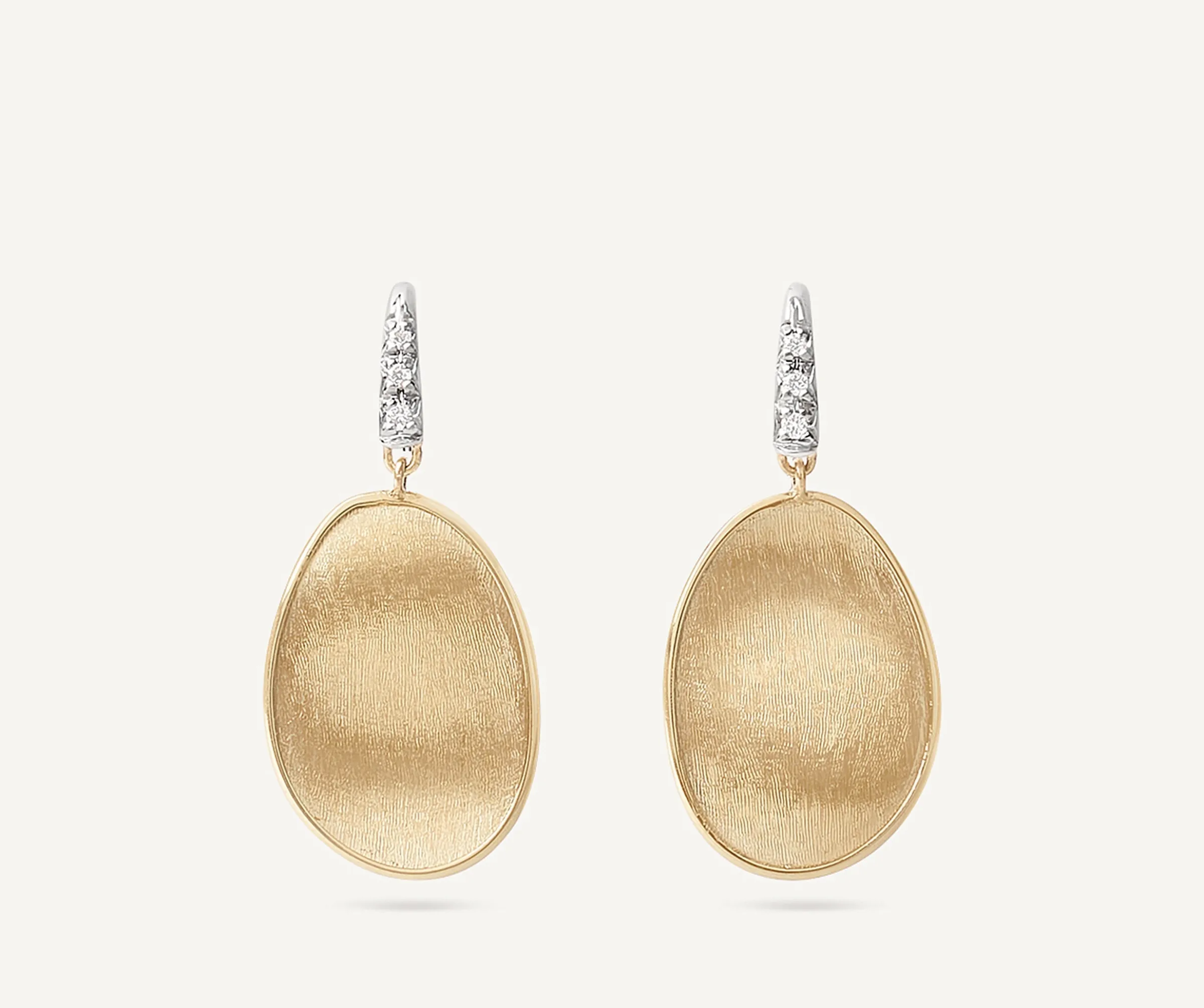 Earrings-Marco Bicego 18K Yellow Gold Petal Drop Earrings With Diamonds, Small Yellowgold