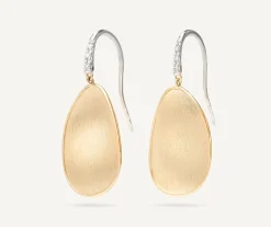 Earrings-Marco Bicego 18K Yellow Gold Petal Drop Earrings With Diamonds, Medium Yellowgold