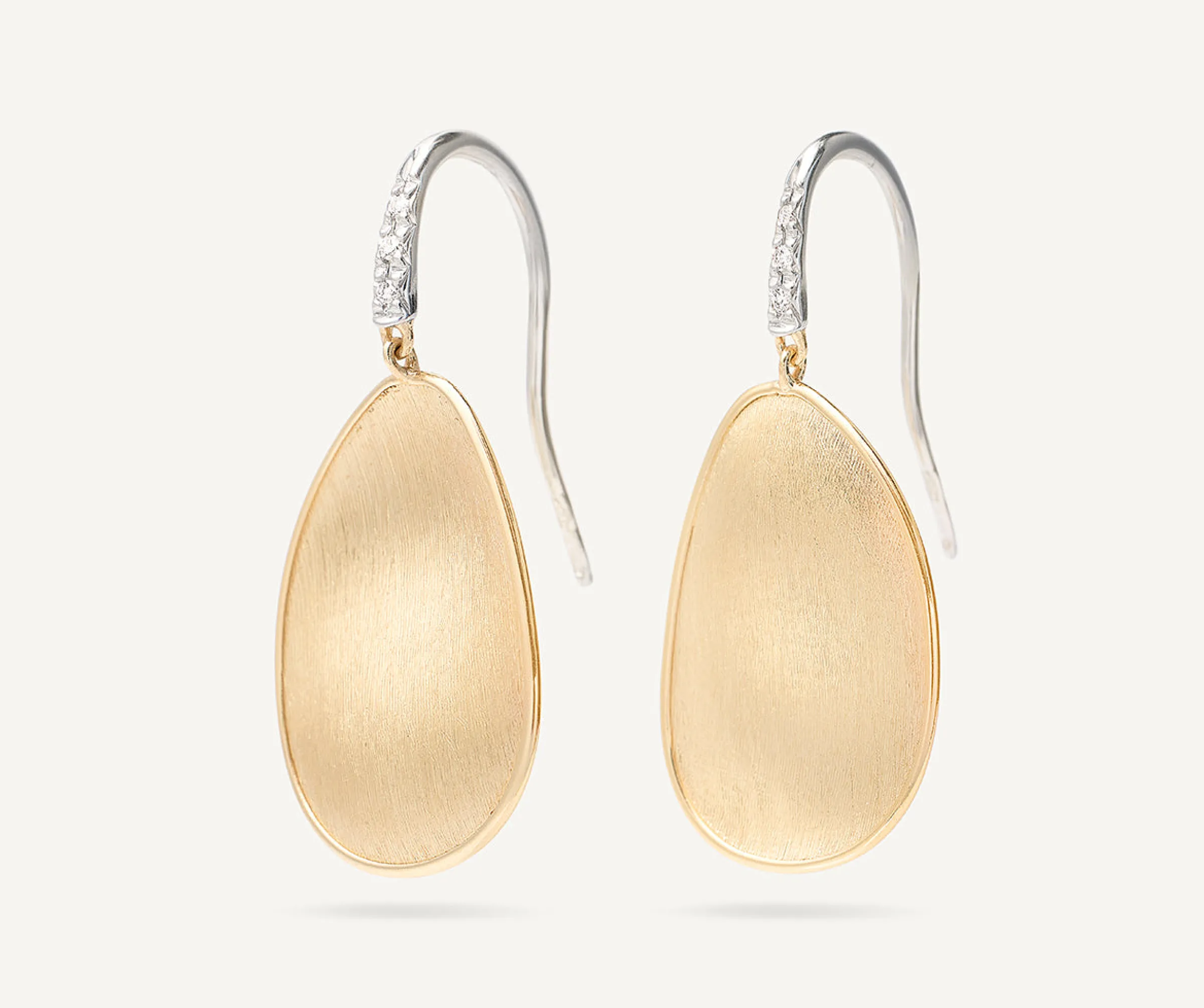 Earrings-Marco Bicego 18K Yellow Gold Petal Drop Earrings With Diamonds, Medium Yellowgold
