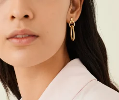 Earrings-Marco Bicego 18K Yellow Gold Polished u0026 Engraved Link Drop Earrings Yellowgold