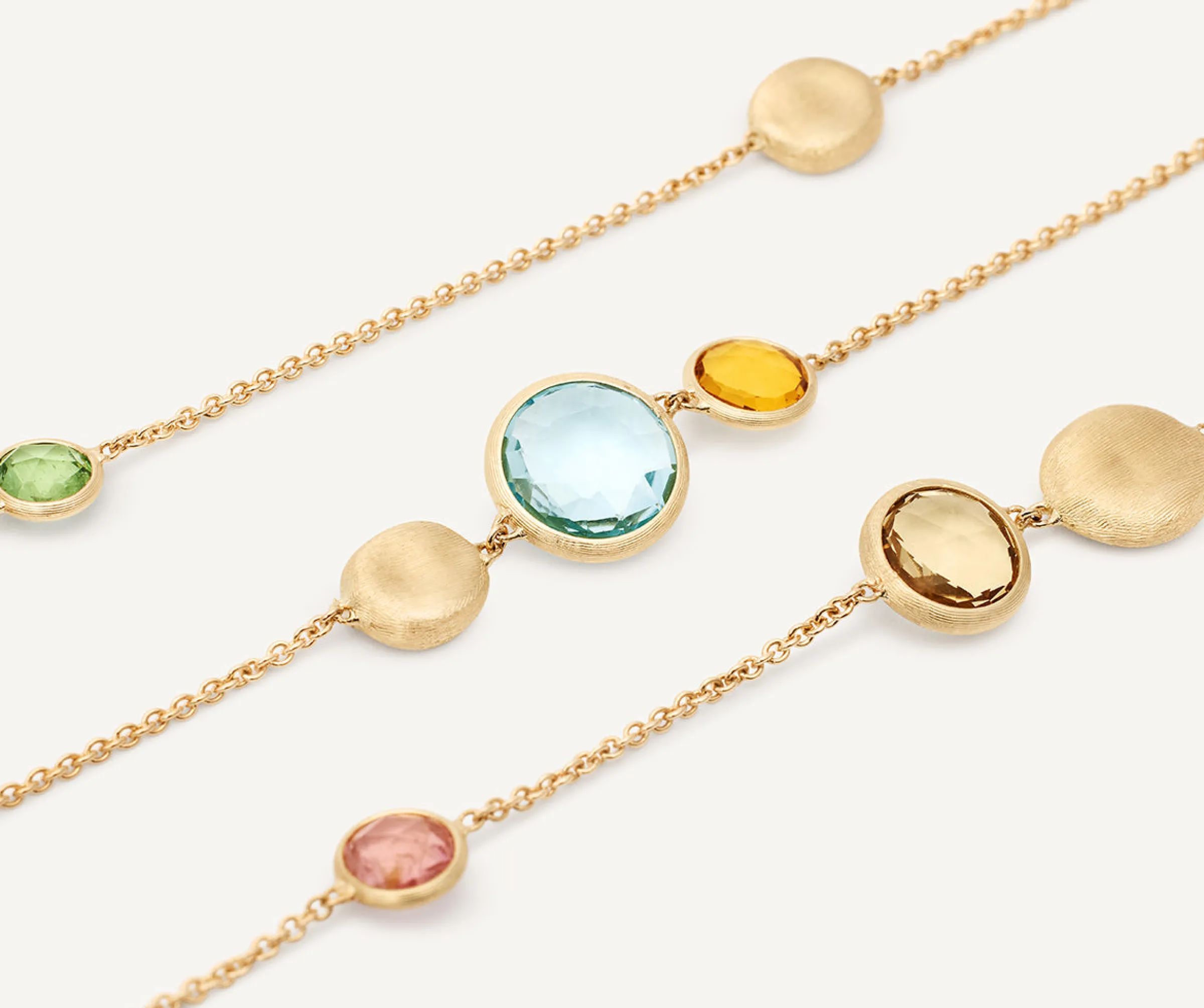 Necklaces-Marco Bicego 18K Yellow Gold Short Mixed Gemstone Necklace Yellowgold