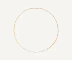 Necklaces-Marco Bicego 18K Yellow Gold Single Strand Coil Collar With Diamond Bar Yellowgold
