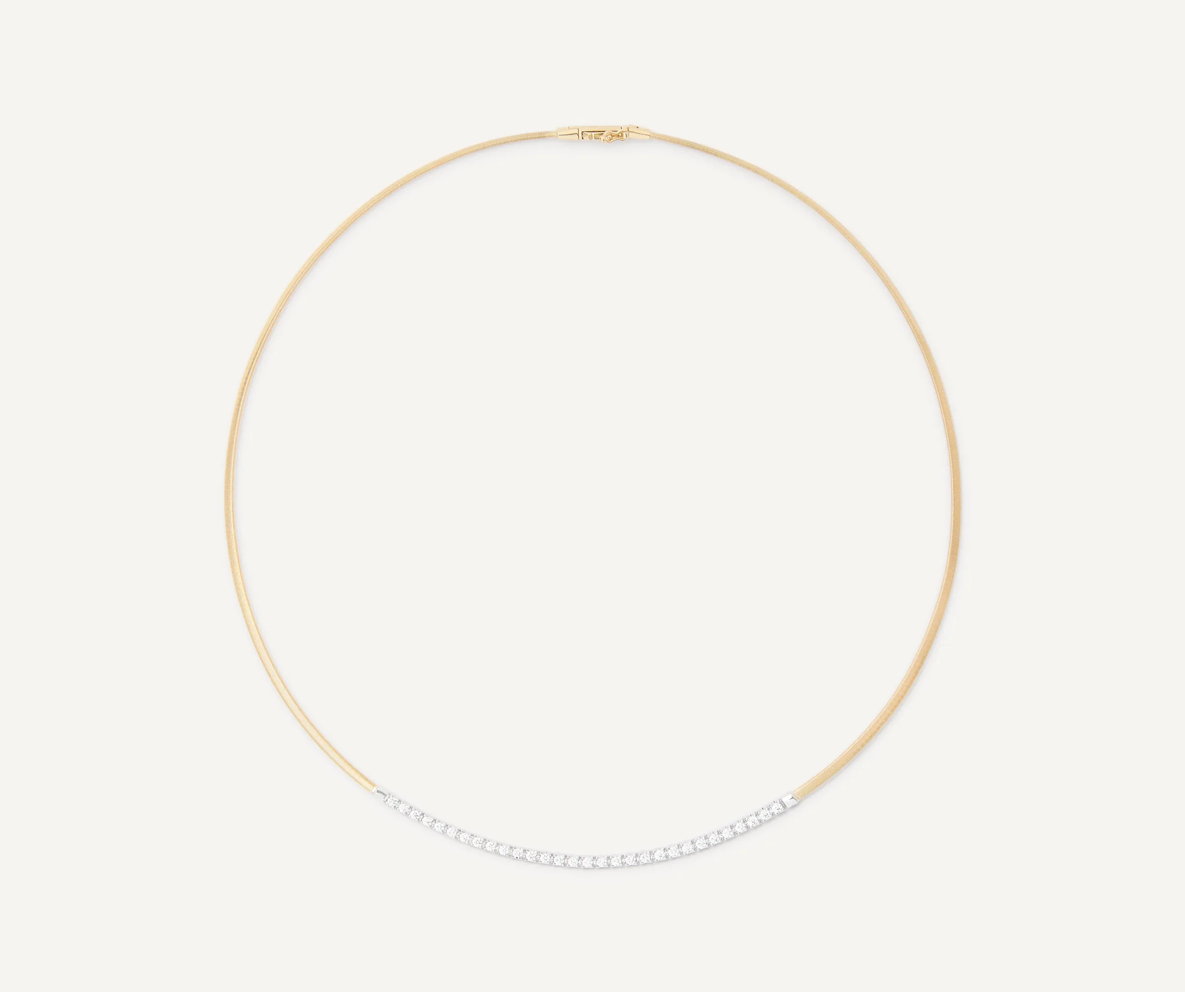 Necklaces-Marco Bicego 18K Yellow Gold Single Strand Coil Collar With Diamond Bar Yellowgold