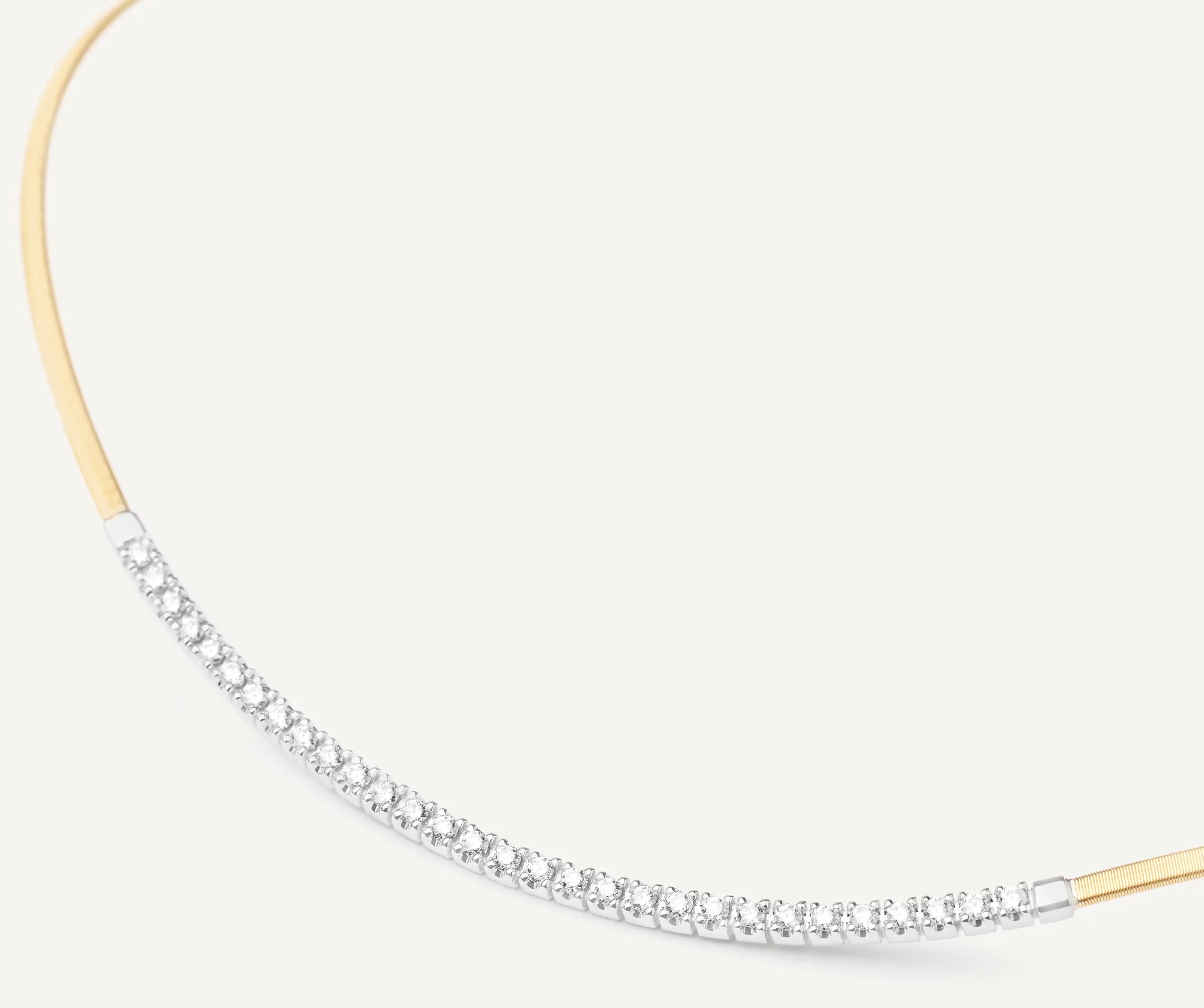 Necklaces-Marco Bicego 18K Yellow Gold Single Strand Coil Collar With Diamond Bar Yellowgold
