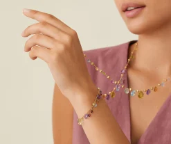 Bracelets-Marco Bicego 18K Yellow Gold Single-Strand Gemstone Bracelet, Amethyst Accents Yellowgold