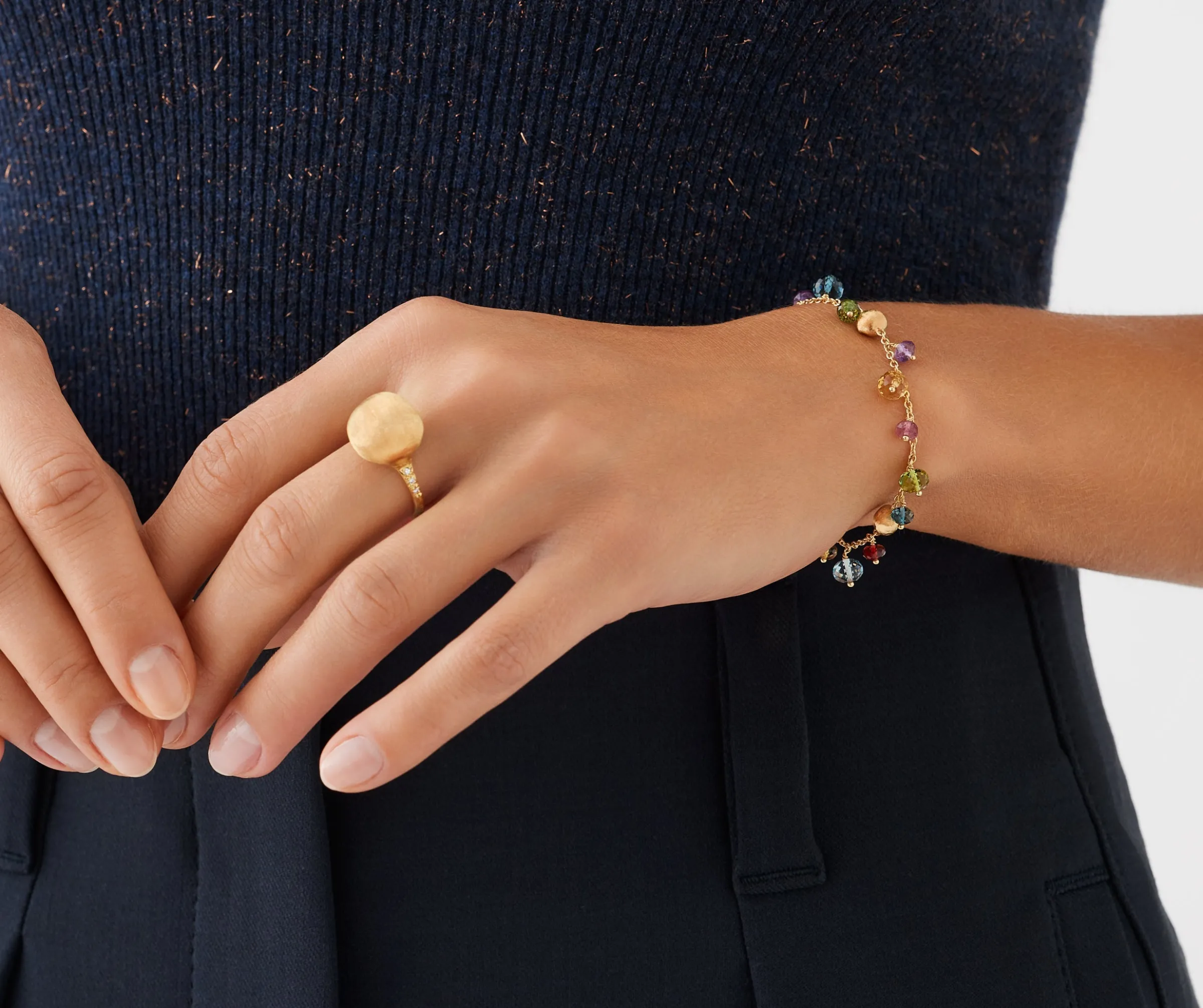 Bracelets-Marco Bicego 18K Yellow Gold Single-Strand Mixed Gemstone Bracelet Yellowgold