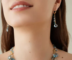 Earrings-Marco Bicego 18K Yellow Gold Single-Strand Topaz Earrings and Diamond Accent Yellowgold