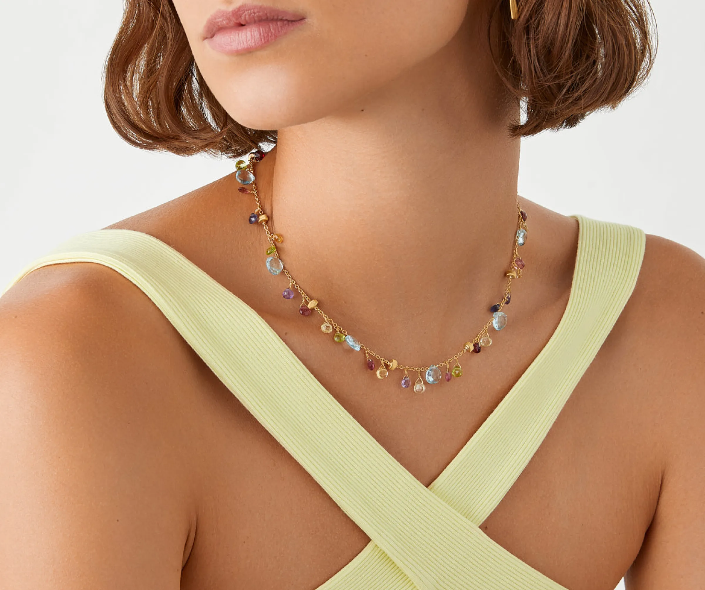 Necklaces-Marco Bicego 18K Yellow Gold Single-Strand Gemstone Necklace, Topaz Accents Yellowgold