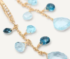Earrings-Marco Bicego 18K Yellow Gold Single-Strand Topaz Earrings and Diamond Accent Yellowgold