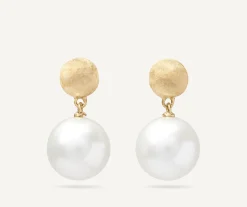 Earrings-Marco Bicego 18K Yellow Gold Small Pearl Drop Earrings Yellowgold