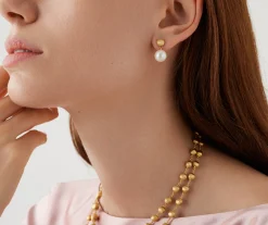 Earrings-Marco Bicego 18K Yellow Gold Small Pearl Drop Earrings Yellowgold