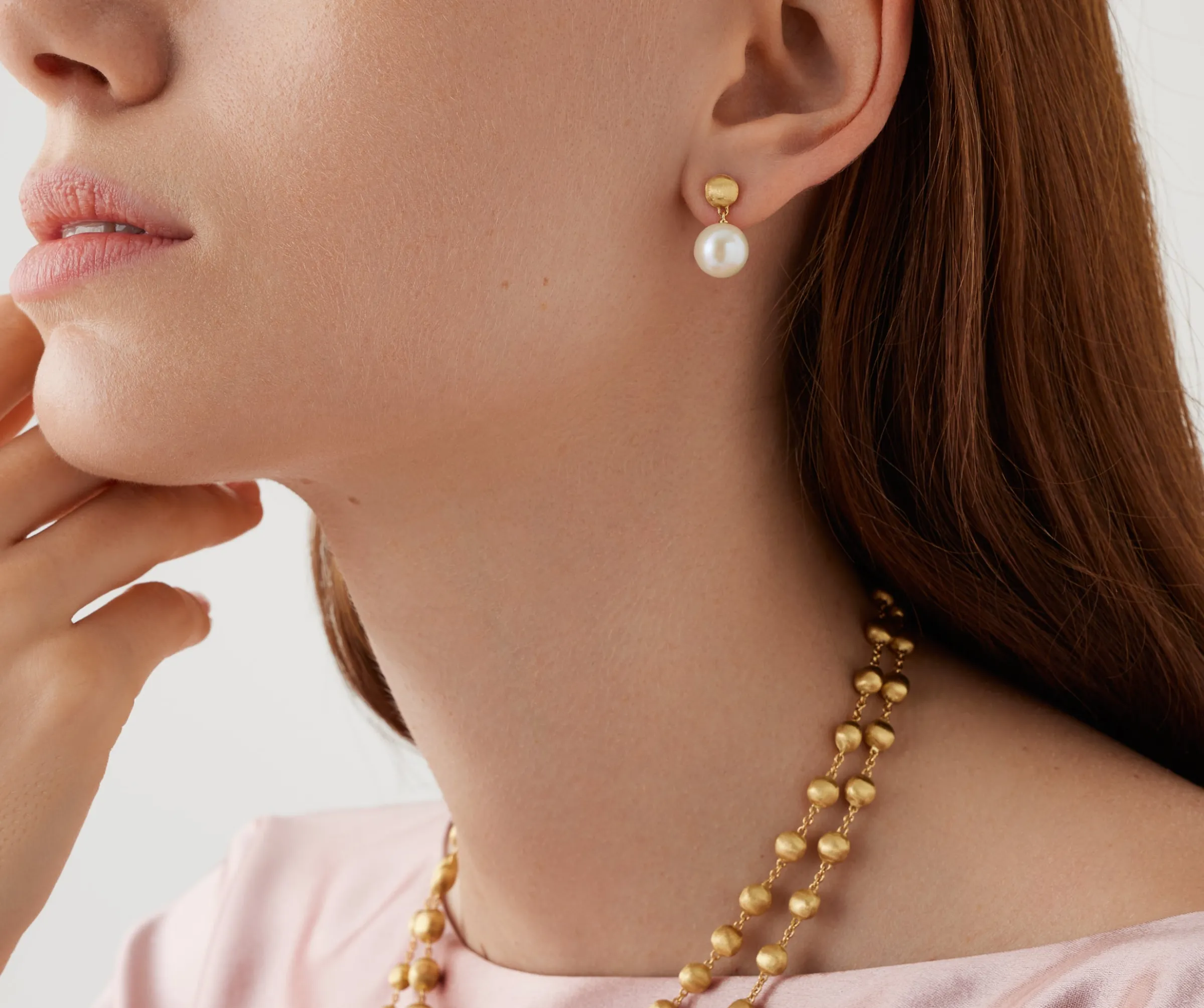 Earrings-Marco Bicego 18K Yellow Gold Small Pearl Drop Earrings Yellowgold