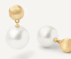 Earrings-Marco Bicego 18K Yellow Gold Small Pearl Drop Earrings Yellowgold