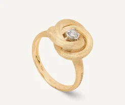 Rings-Marco Bicego 18K Yellow Gold Stackable Floral Ring With Diamond Center Yellowgold