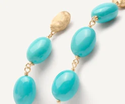 Earrings-Marco Bicego 18K Yellow Gold Statement Earrings with Turquoise Yellowgold