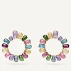 Earrings-Marco Bicego 18K Yellow Gold Statement Gemstone Medium Wrap Hoops Yellowgold