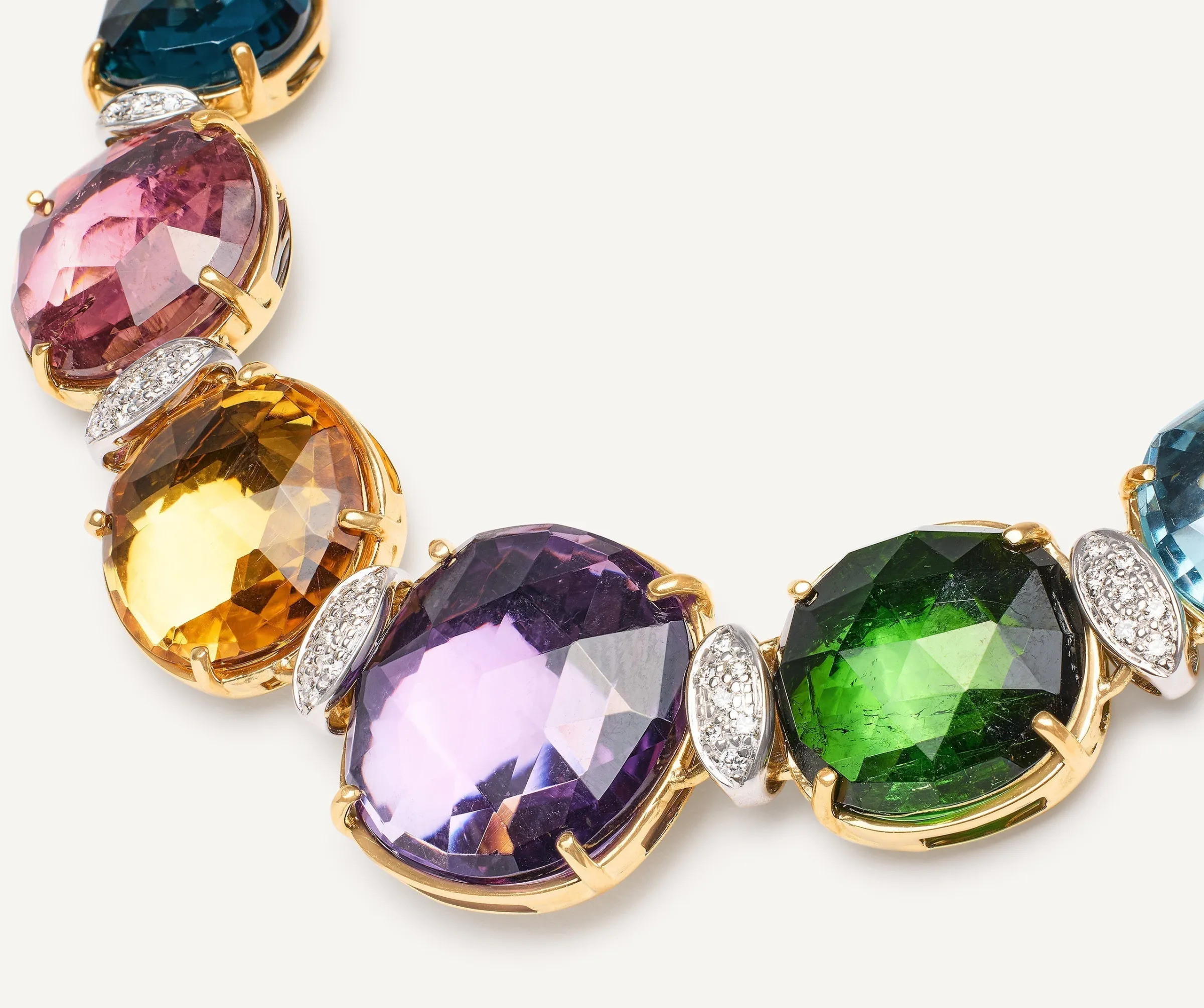 Necklaces-Marco Bicego 18K Yellow Gold Statement Gemstone Collar with Diamonds Yellowgold